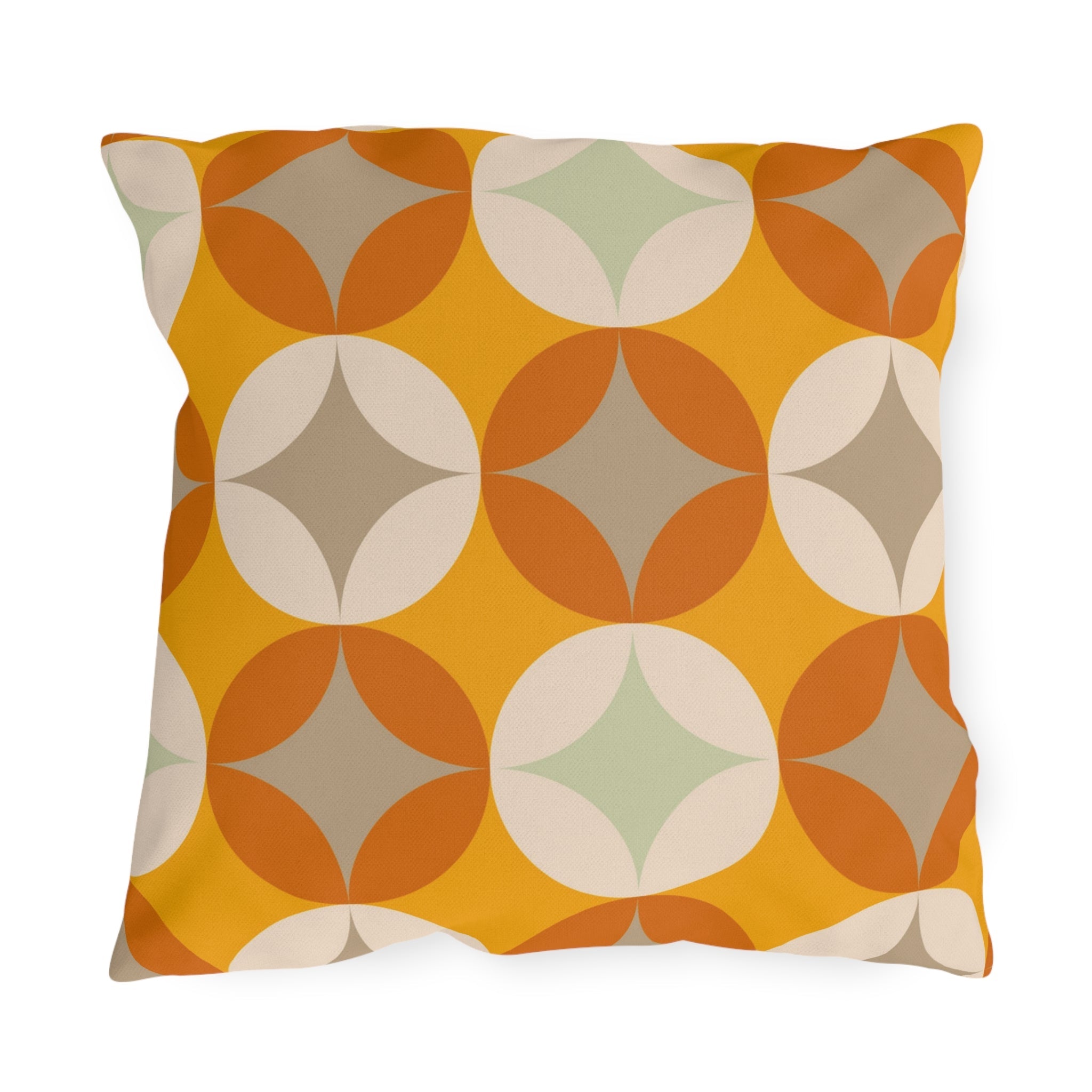 Mid Century Modern Outdoor Pillows, Mustard Yellow, Cream, Light Gray Starburst Pillow Home Decor