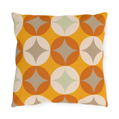 Mid Century Modern Outdoor Pillows, Mustard Yellow, Cream, Light Gray Starburst Pillow Home Decor