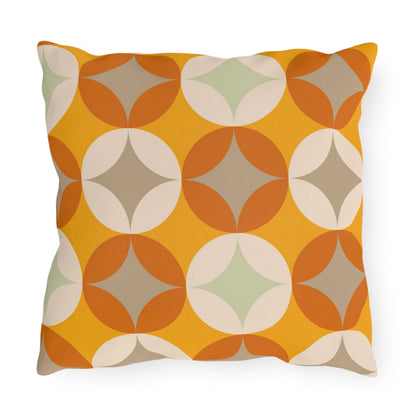 Mid Century Modern Outdoor Pillows, Mustard Yellow, Cream, Light Gray Starburst Pillow Home Decor