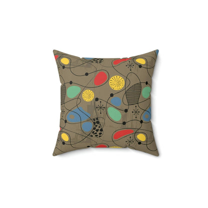 Mid Century Modern Pillow, MCM Home Decor, Sand Brown, Abstract Retro Atomic Starburst Pillow Case And Insert Home Decor