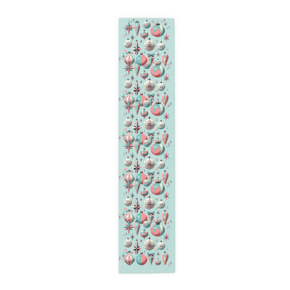 Mid Century Modern Shiny Brite Aqua Blue, Pink, Kitschy 50's Ornament MCM Gal Table Runner Home Decor