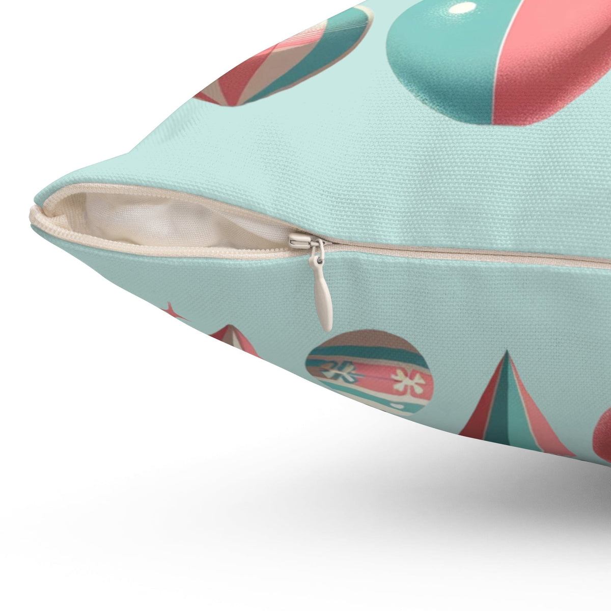 Mid Century Modern Shiny Brite Atomic 50's Ornamanet Pillow In Aqua And Pinks Home Decor