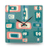 Mid Century Modern Teal, Pink, Beige Retro Geometric MCM Acrylic Wall Clock Home Decor
