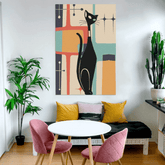 Mid Century Modern Wall Art, Atomic Cat Art