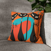 Mid Century Pillow Cover, Orange, Atomic Cats, Cat Mom, Cat Lover, Black Cat Pillow Pillow Cushion Mod Style By Mid Century Modern Gal Home Decor