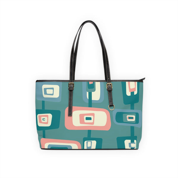 Mid Mod Aqua Blue, Pink, Geometric Groovy Retro Shoulder Bag