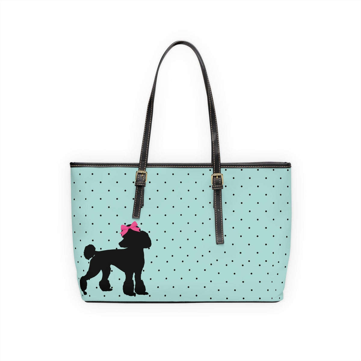 Mid Mod, Aqua Blue, Polka Dot, 50's Style, Poodle Shoulder Bag Bags