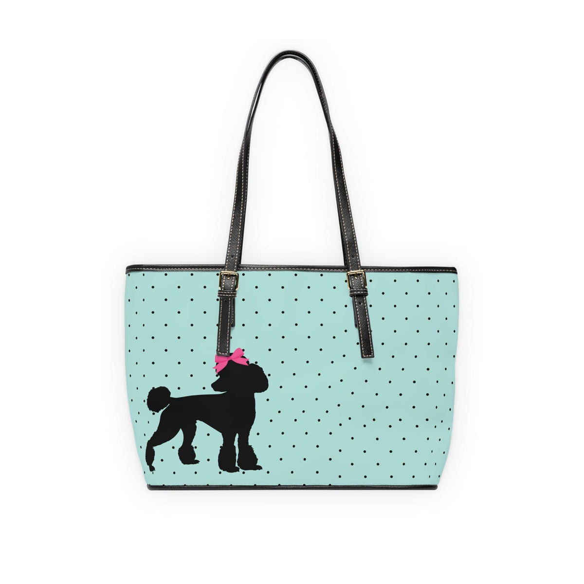 Mid Mod, Aqua Blue, Polka Dot, 50's Style, Poodle Shoulder Bag Bags