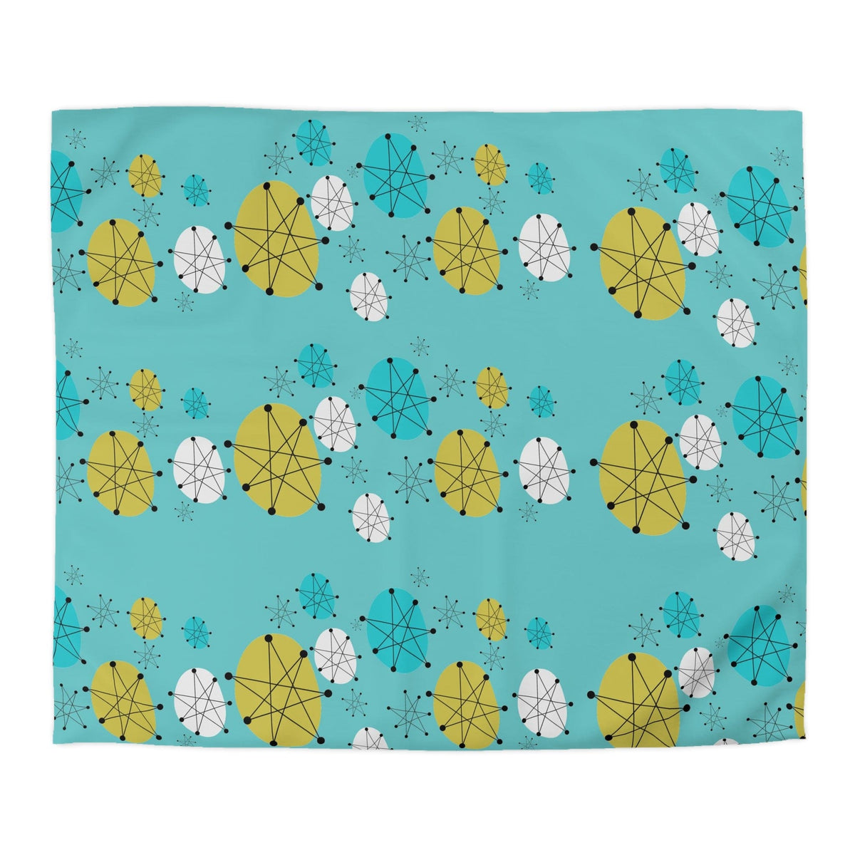 Mid Mod Atomic 50's Franciscan Pattern, Aqua Blue, MCM Designs By Mid Century Modern Gal Microfiber Duvet Cover Home Decor