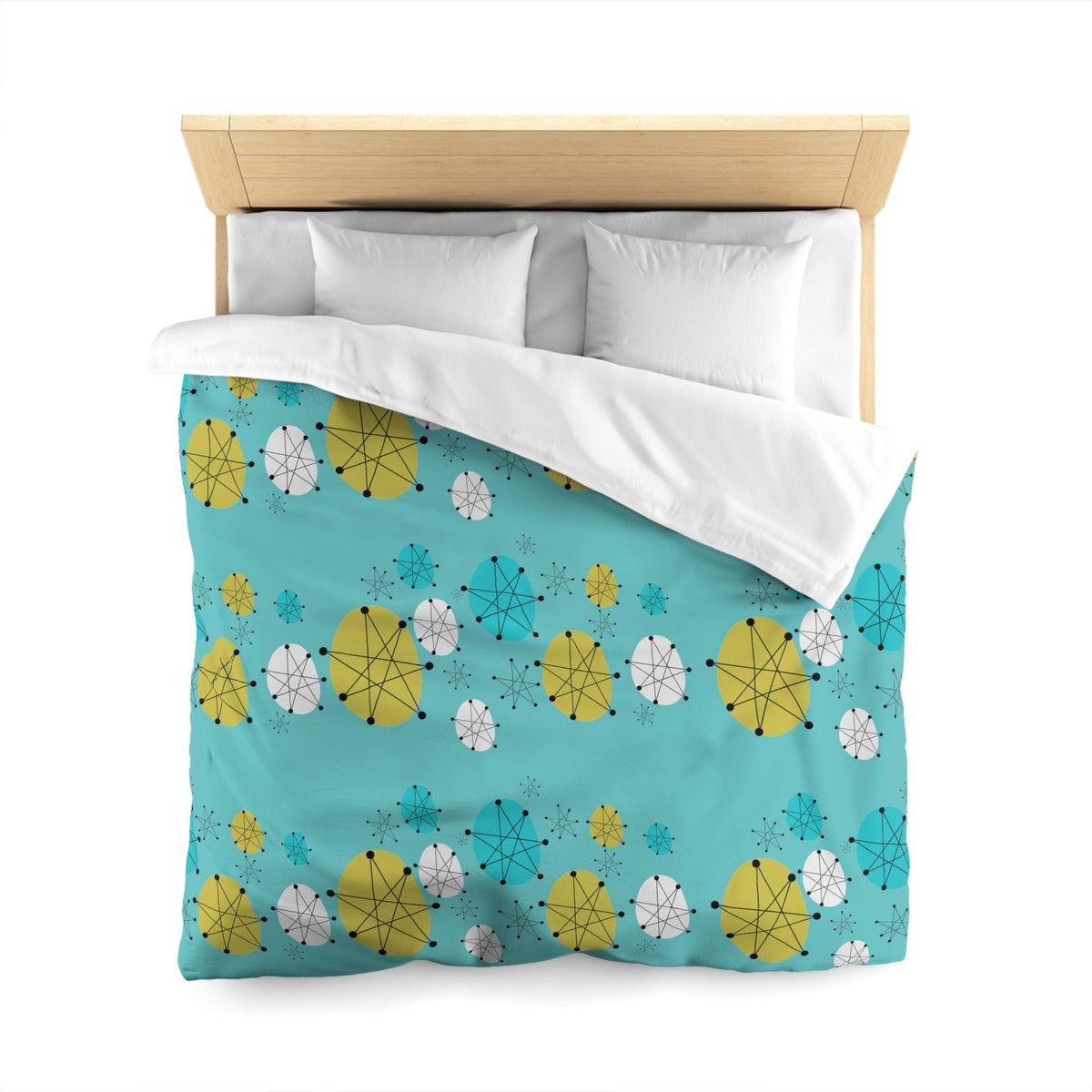 Mid Mod Atomic 50's Franciscan Pattern, Aqua Blue, MCM Designs By Mid Century Modern Gal Microfiber Duvet Cover Home Decor