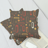 Mid Mod, Chocolate Brown Geometric, Retro Starburst, Orange Yellow, Mid Century Modern Pillow Case And Insert Home Decor
