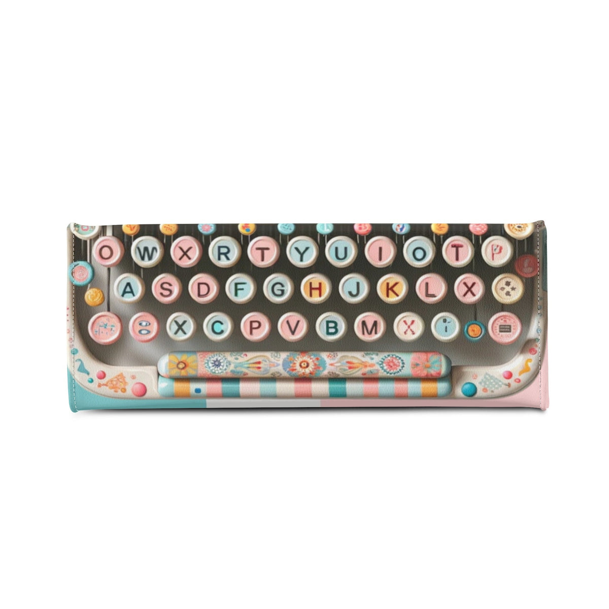 Mid Mod Kitschy Style Retro Typewriter Hand Bag-Shoulder Bag Combo in Pink, Aqua And Blue