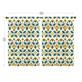 Mid Modern Golden Yellow, Blue, Scandinavian Flower Design Window Curtains (two panels) Curtains Mid Century Modern Gal