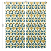 Mid Modern Golden Yellow, Blue, Scandinavian Flower Design Window Curtains (two panels) Curtains Mid Century Modern Gal