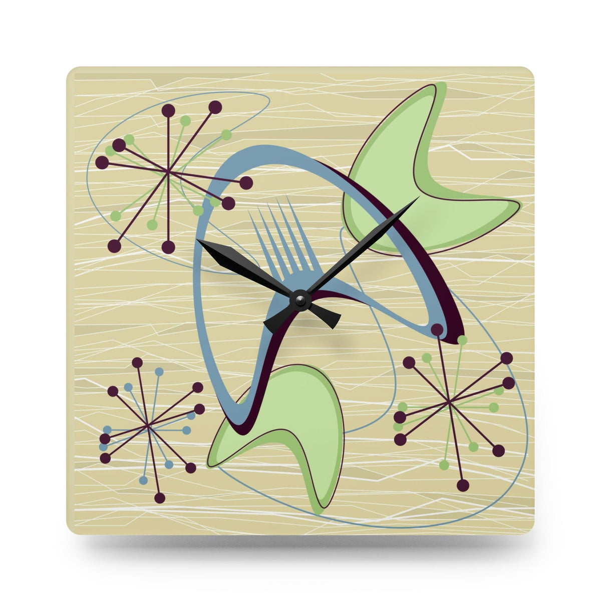 Mide Century Modern Atomic Boomerang, Retro Acrylic Wall Clock Home Decor