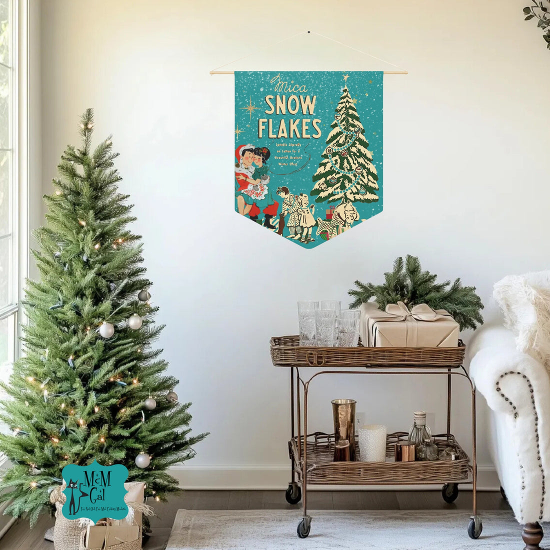 Vintage Snow Flakes Pennant Banner - Holiday Decor for Festive Cheer