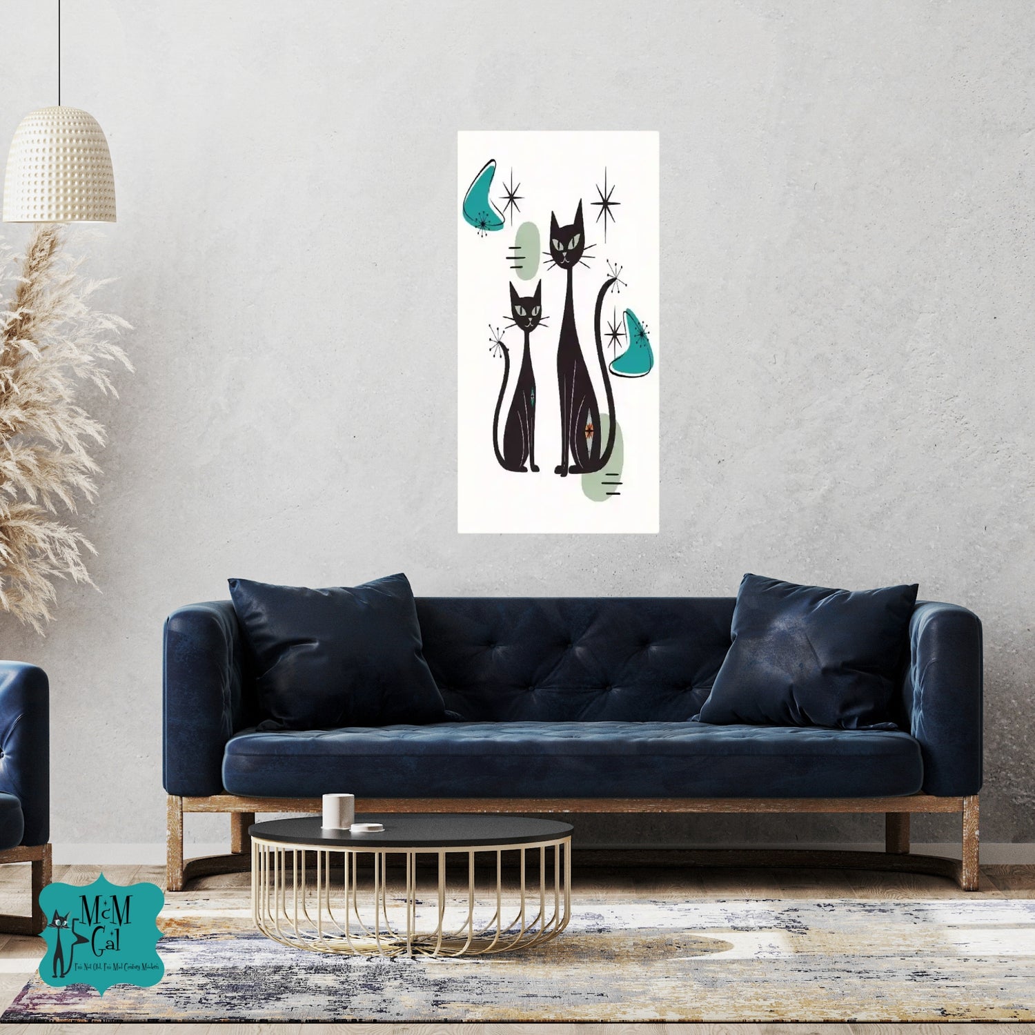 Atomic Kitschy Cats Boomerang Starburst MCM Wall Art - Mid Century Modern Gal