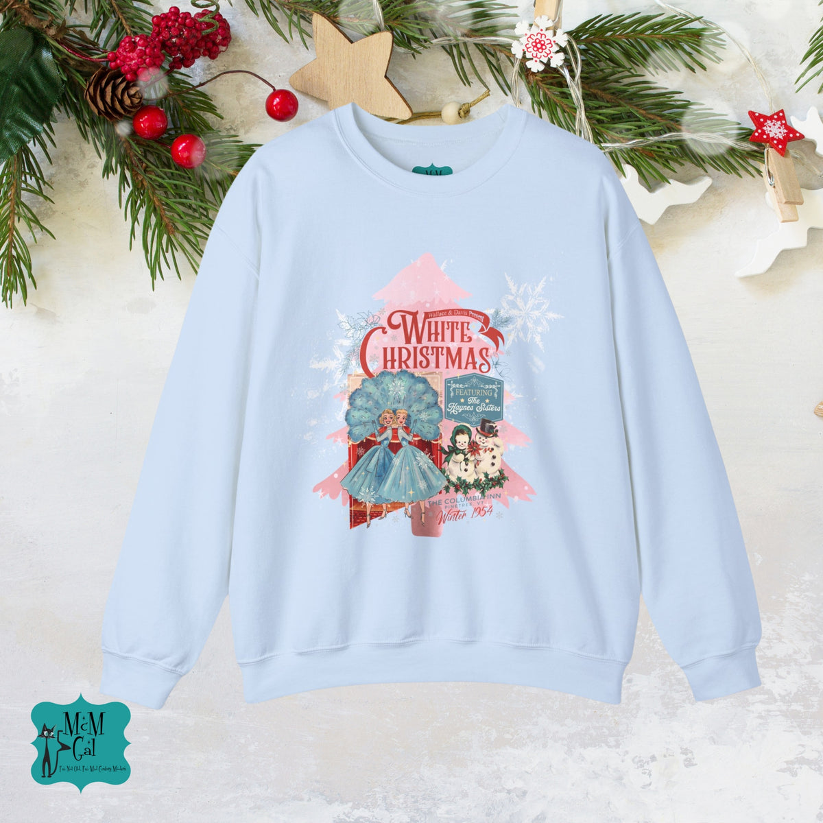 Sister Sister Festive 'White Christmas' Unisex Crewneck Sweatshirt - Cozy Holiday Apparel - Mid Century Modern Gal