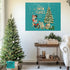 Mid Century Modern Kitschy Christmas Mantel Wall Art, Teal Blue, Mica Snow 50s Mod Couple Christmas Scene Canvas Art - Mid Century Modern Gal