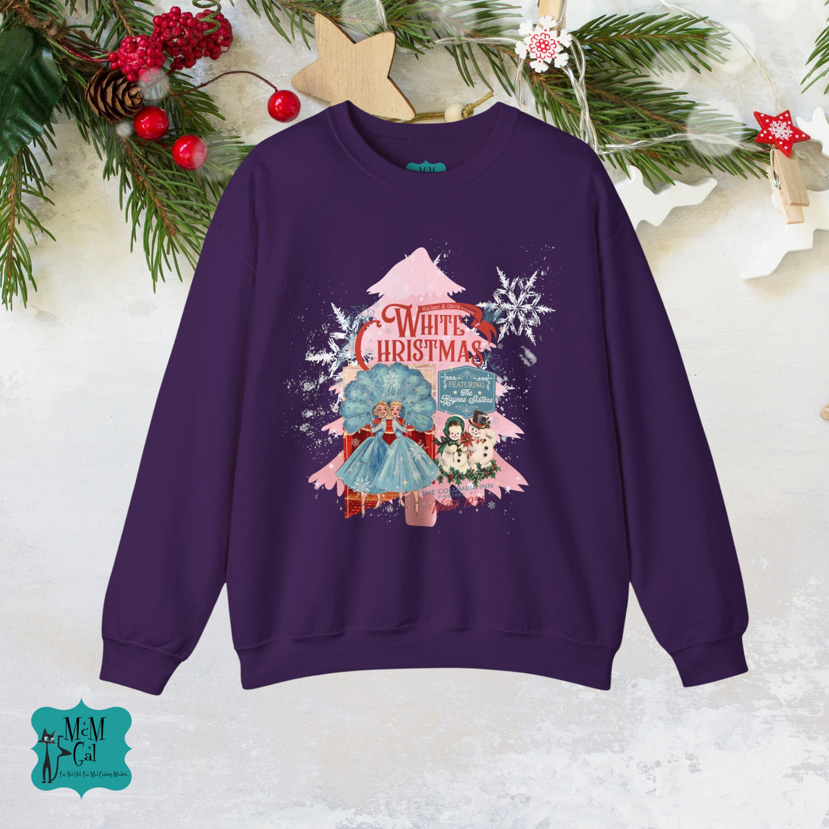 Sister Sister Festive 'White Christmas' Unisex Crewneck Sweatshirt - Cozy Holiday Apparel - Mid Century Modern Gal