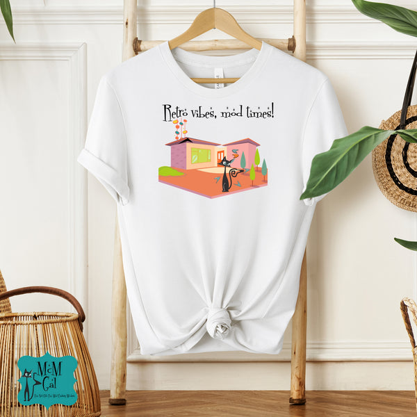 Atomic Cat, Modernism  Palm Spring Cali Mod Tee Retro Vibes Unisex Jersey Short Sleeve Tee - Good Times Graphic T-Shirt