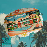 Mid Century Modern Palm Springs California Vintage Postcard Mod Party Platter - Mid Century Modern Gal