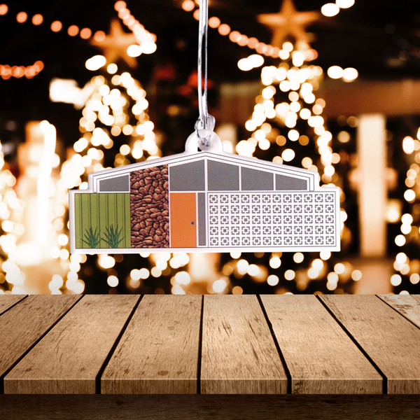 Mid Century Modern Christmas House Ornament, Palm Springs Cali Style