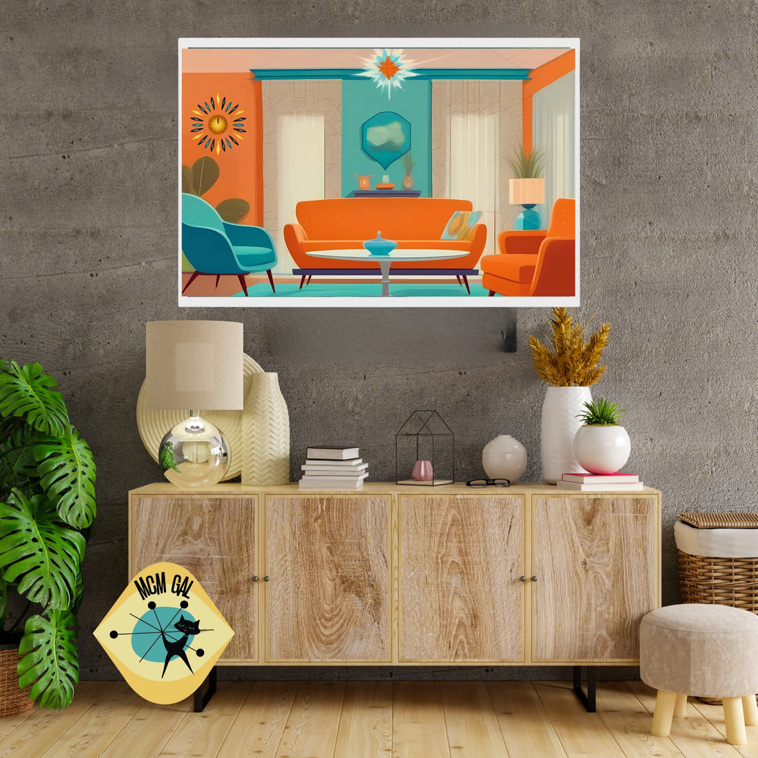 Mid Century Modern Samsung FRAME TV Instant Art - Mid Century Modern Gal