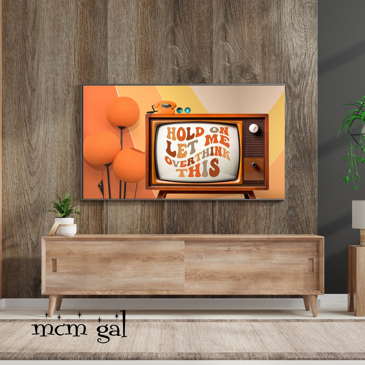70's Groovy Style, Mid Century Modern Samsung TV Frame Art - Mid Century Modern Gal