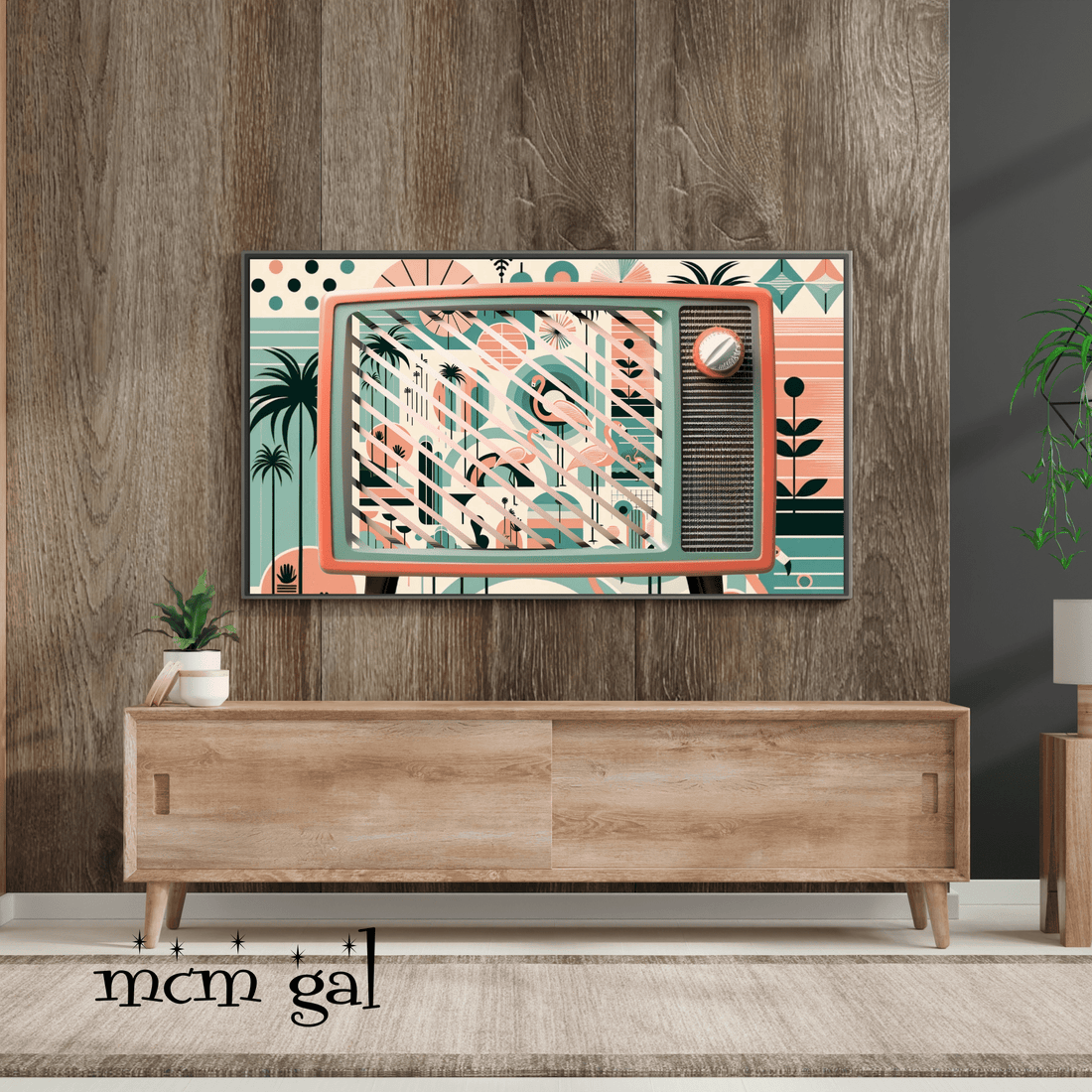 Samsung TV Frame Mid Century Modern Palm Springs, Cali Style Screensaver Art - Mid Century Modern Gal