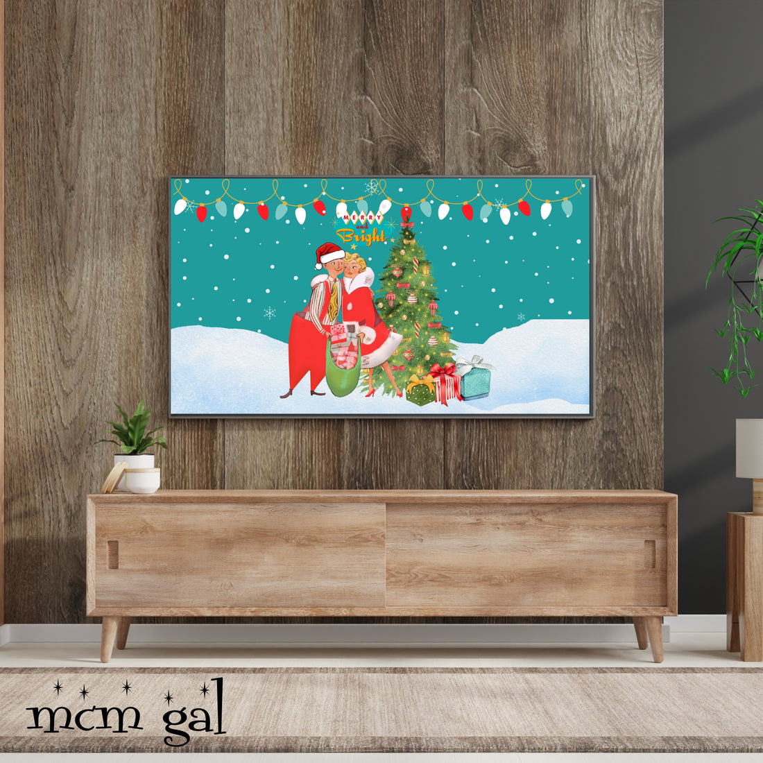 Samsung Frame TV Retro Vintage Christmas Art