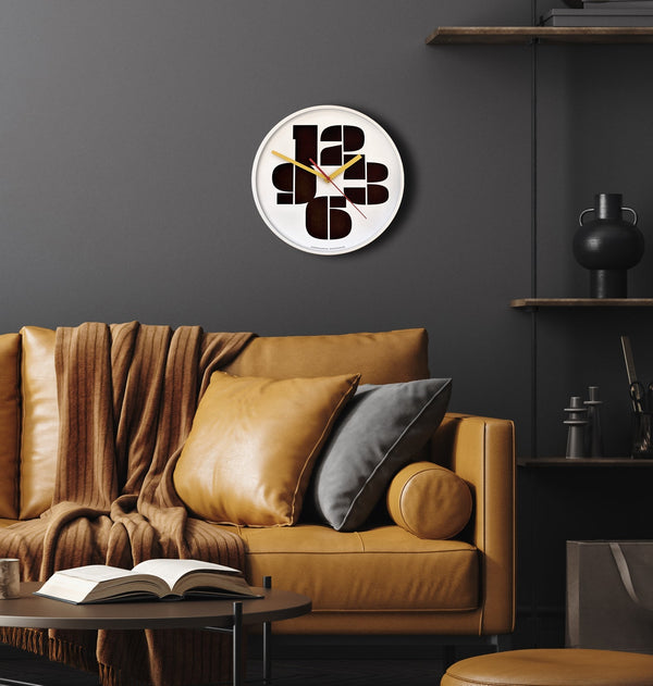 Mid Century Modern Minimalist Black, White Big Mod Numbers Wall Clock