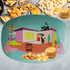 New Home Housewarming Gift, Mid Century Modern Dinnerware, Atomic Kitschy Cats, Home Sweet Home Retro Party Platter Kitchenware