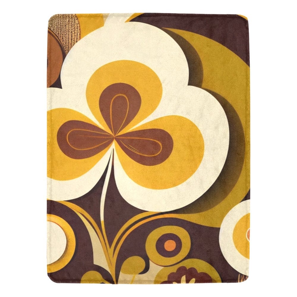 Mid Century Modern Throw Blankets One Size / 70's Mod Daisy Brown, Golden Yellow Ultra-Soft Micro Fleece Blanket 60" x 80"(Made in Queen)