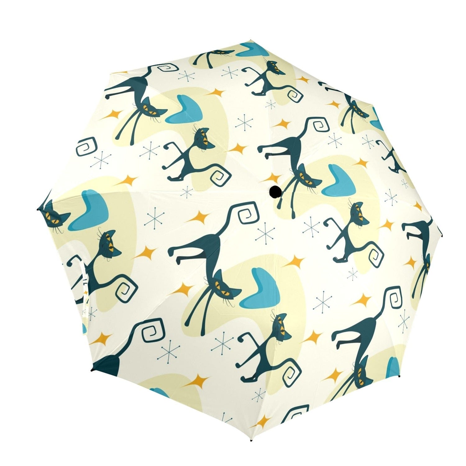 Groovy Mid Mod Vibes Retro Umbrella Rain or Sun One Size / Atomic Cats And Boomerangs Semi-Automatic Foldable Umbrella (Model U12)
