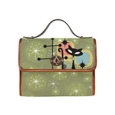 Mid Century Modern Stylish Hand Bags One Size / Atomic Starburst, Green Atomic Cat All Over Print Canvas Bag(Model1641)(Brown)