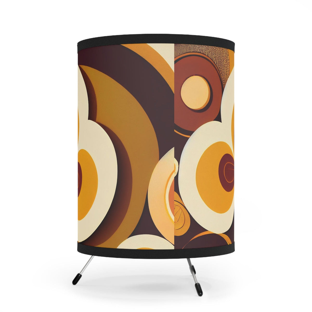 70's Style Tripod Lamp In Brown, Harvest Gold, Retro Style Mod Flower Groovy Lamp Home Decor One size / Black