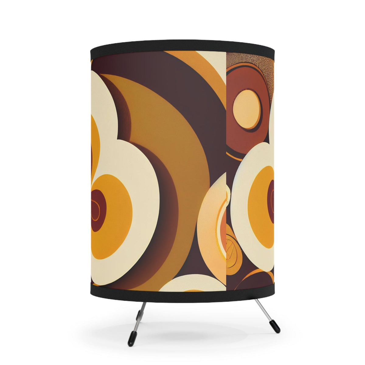 70's Style Tripod Lamp In Brown, Harvest Gold, Retro Style Mod Flower Groovy Lamp Home Decor One size / Black