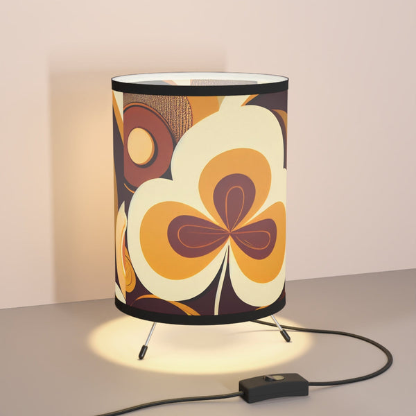 70's Style Tripod Lamp In Brown, Harvest Gold, Retro Style Mod Flower Groovy Lamp