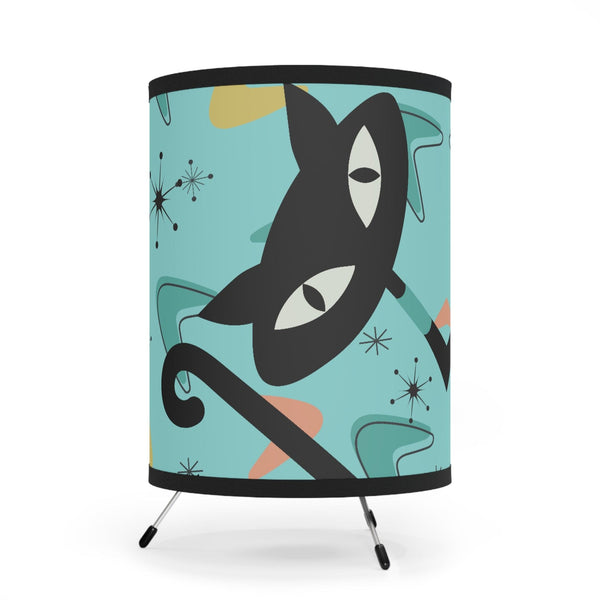 Atomic Cat, Mid Century ModernTripod Lamp, Aqua Blue, Kitschy Reading Lamp