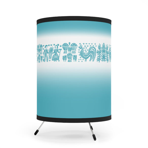 Pyrex Kitchen Decor, Kitschy 50's Aqua Blue Buttermilk Pyrex Pattern Tripod Lamp