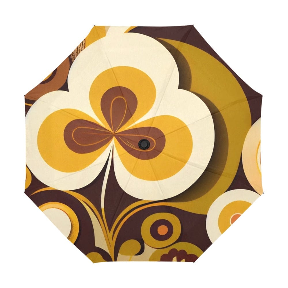 Mid Century Modern, Groovy Retro Umbrella's One Size / Groovy Mod Flower Anti-UV Automatic Umbrella(Outside Printing)(Model U09)