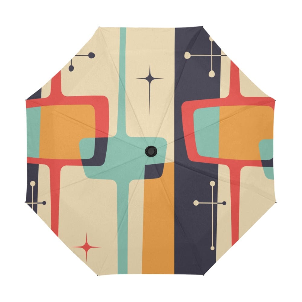 Mid Century Modern, Groovy Retro Umbrella's One Size / Mid Century Mod Geometric Anti-UV Automatic Umbrella(Outside Printing)(Model U09)