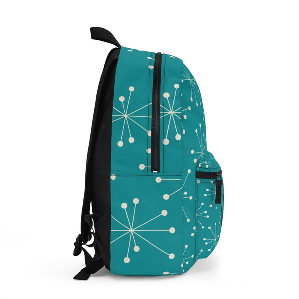 Mid Century Modern Aqua Blue, Atomic Cat, Kitschy, Travel, Office, School Backpack