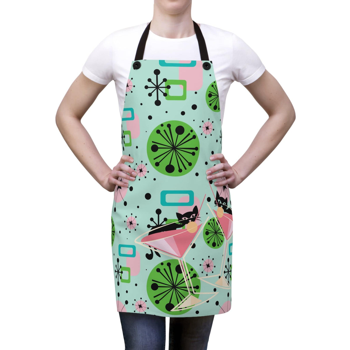 Mid Century Modern, Cosmic Girl, Atomic 50's Mid Mod Atomic Cat, Retro Apron Accessories One Size