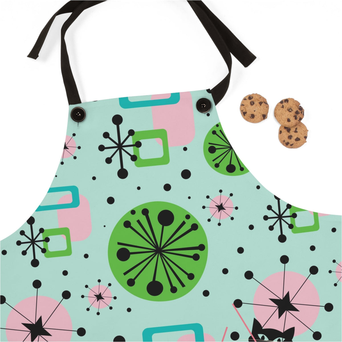 Mid Century Modern, Cosmic Girl, Atomic 50's Mid Mod Atomic Cat, Retro Apron Accessories One Size