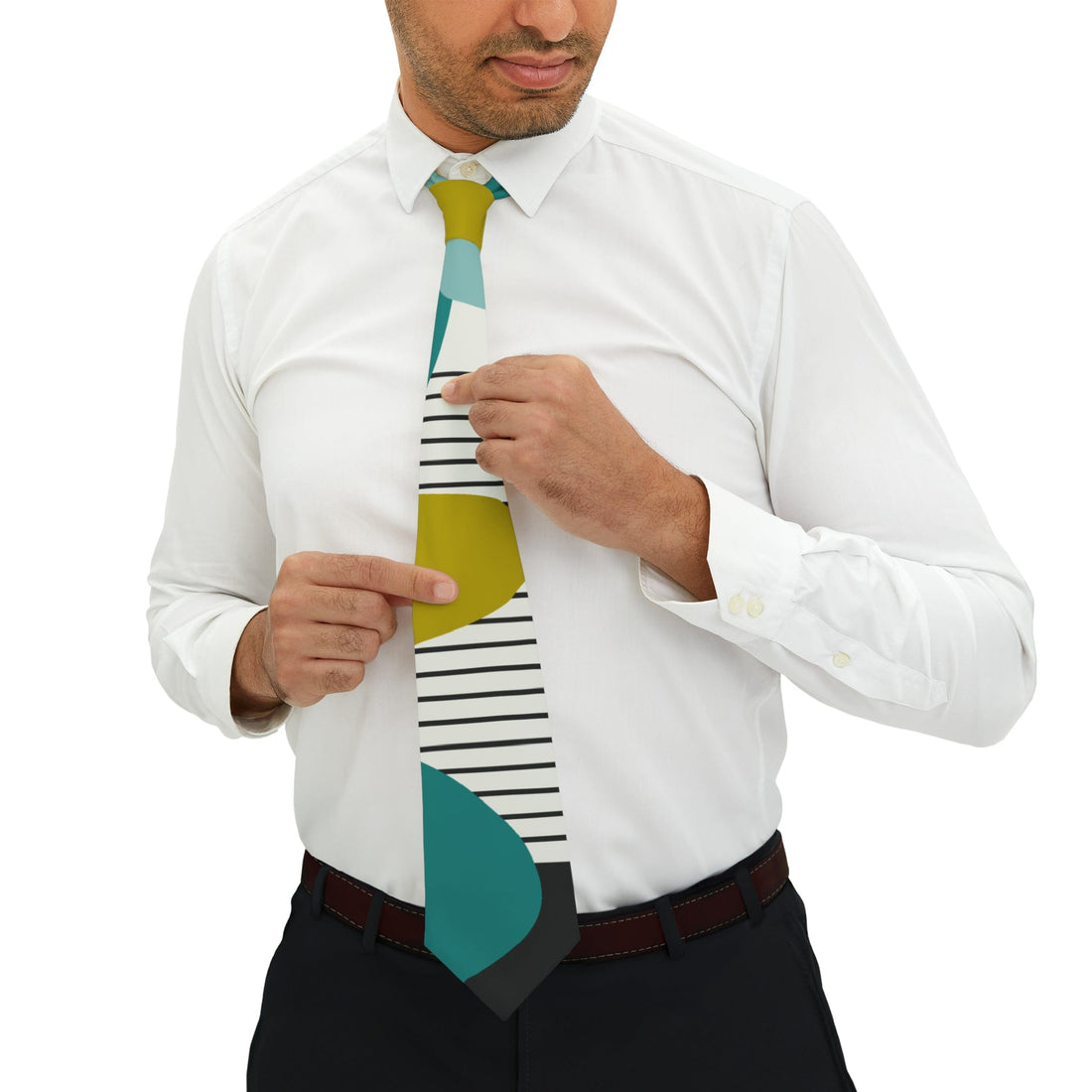 Mid Century Modern Dude, Geometric, Retro Necktie Accessories One Size