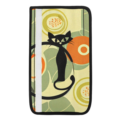Atomic Cat, Car Accessories, Seat Belt Cover One Size / Mid Mod Atomic Cat Orange, Green Car Seat Belt Cover 7&quot; x 12.6&quot;