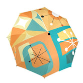 Groovy Mid Mod Vibes Retro Umbrella Rain or Sun One Size / Mid Mod Orange, Teal, Retro Semi-Automatic Foldable Umbrella (Model U12)