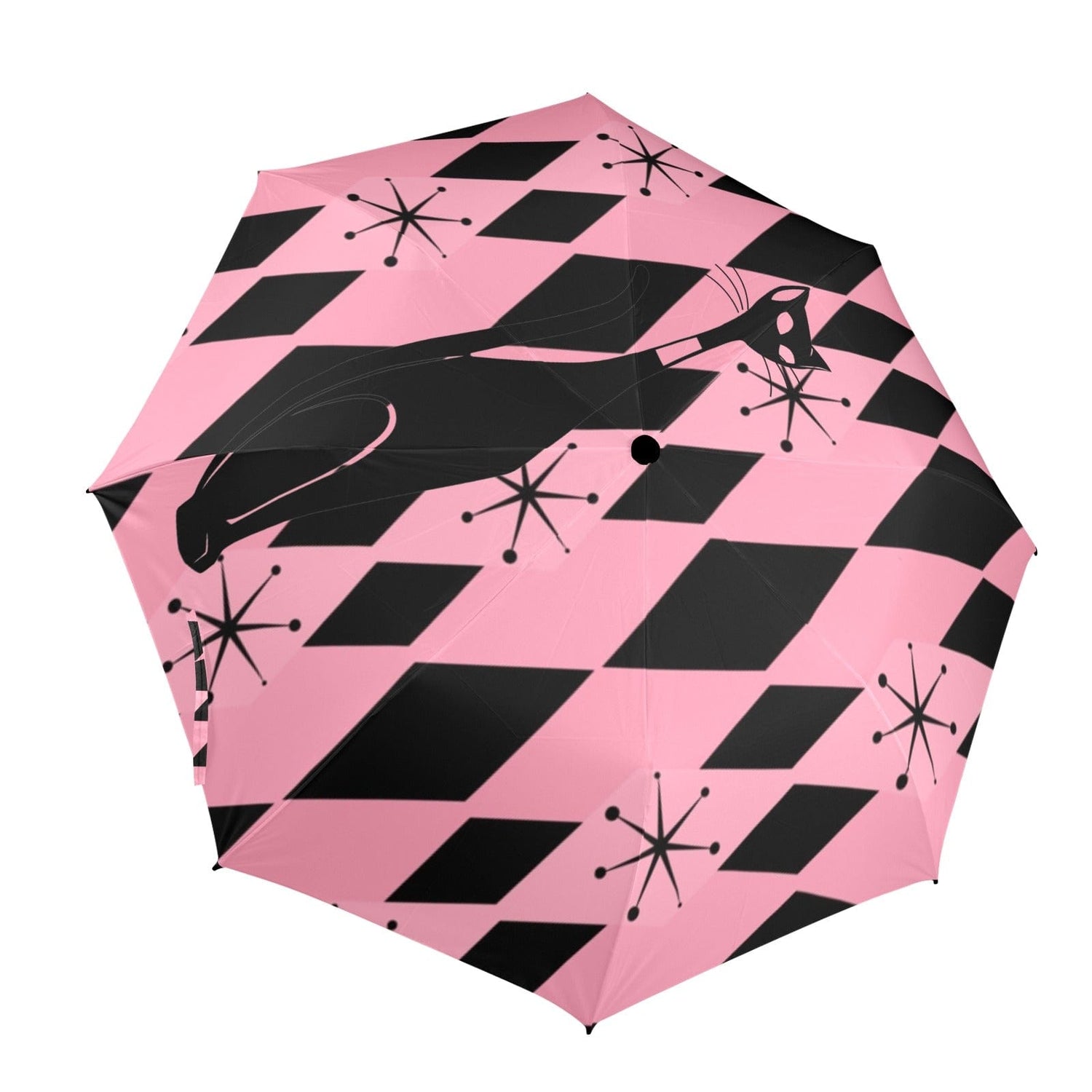 Groovy Mid Mod Vibes Retro Umbrella Rain or Sun One Size / Pink Harlequin Diamond Semi-Automatic Foldable Umbrella (Model U12)